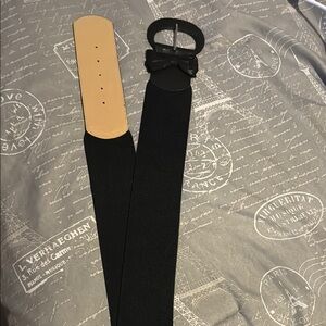 Elegant Black Leather Belt with Bow